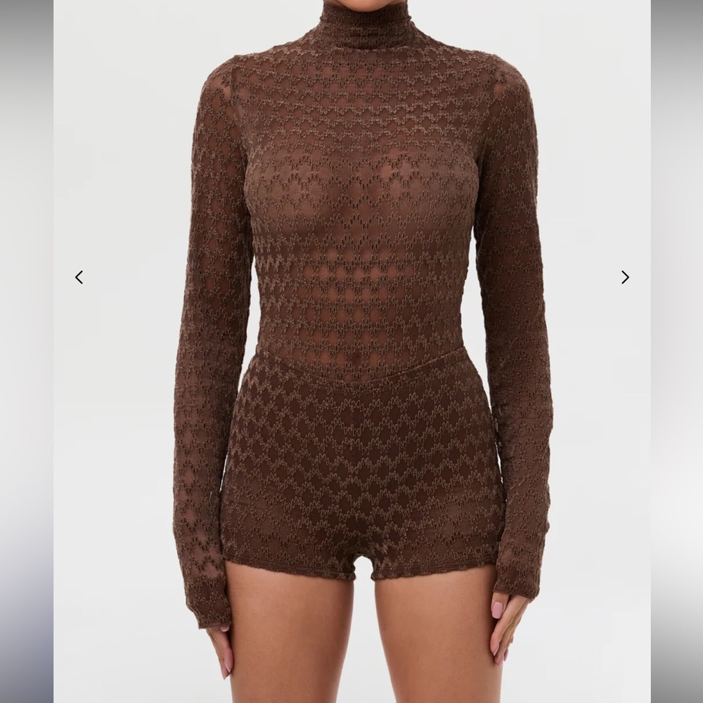Naked Wardrobe Velvet Mesh bodysuit and hot pants